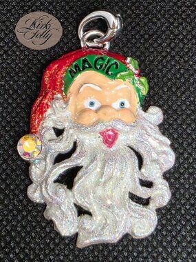 Kirks Folly Christmas Magic Santa Open Ring Charm (Sterling Silvertone)